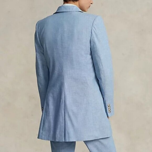 Polo by Ralph Lauren Long Chambray Cotton Blazer Jacket Size 4 New - Picture 10 of 10
